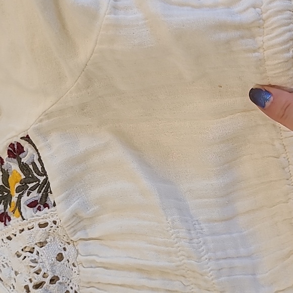 H&M Embroidered Cream Long Sleeve Dress Princess Sleeve Romantic Size 8 Cotton - Picture 4 of 7